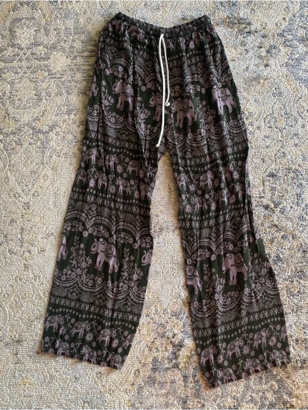 Summer Pants Elephant Thai Loose Harem Pants Lounge Casual Hippie Green Grey